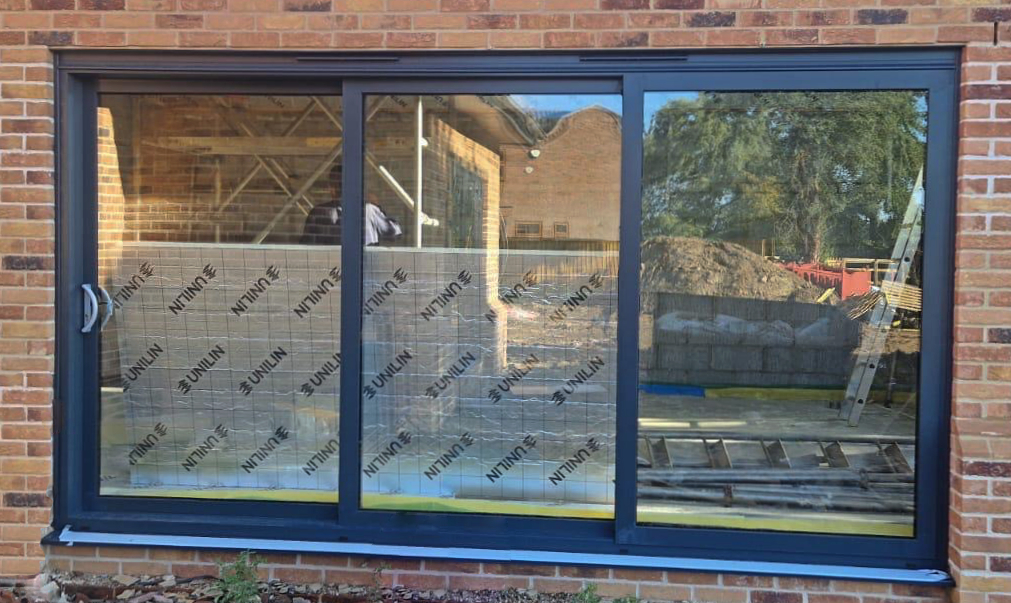 Anthracite Aluminium Patio 3 Pane Slider Installation
