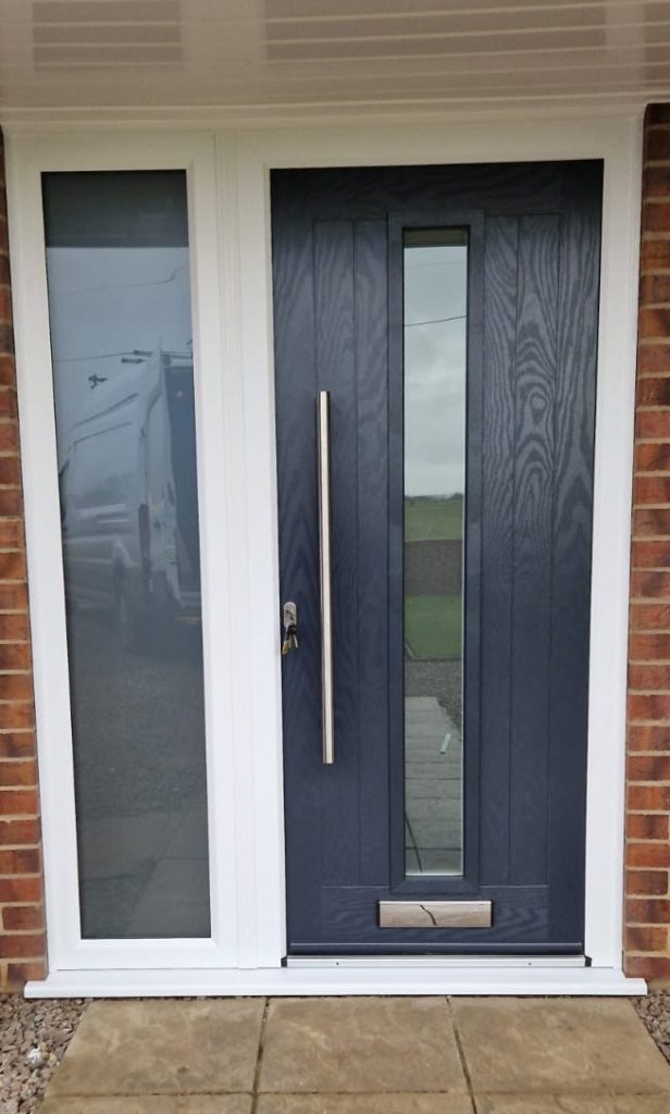 Anthracite grey composite door and double glazed side screen installed on a Lincolnshire home