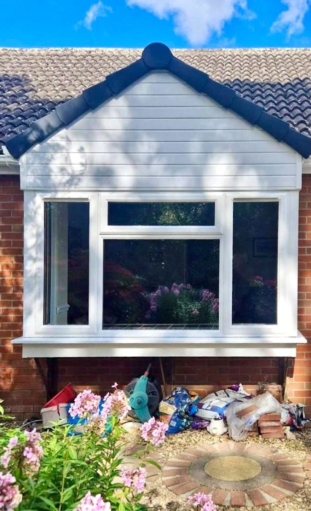 White Bay Window Installation on a home in Spalding